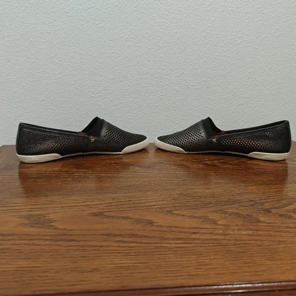 Frye Melanie Pewter Leather Flats Size 6.5 M Metallic - Picture 5 of 12